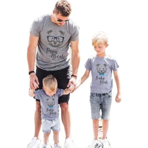 Family Matching T shirt Bear Printed Plus Size Men Women T shirt Pullover Mother Daughter Short Sleeve Top Father Son Outfits