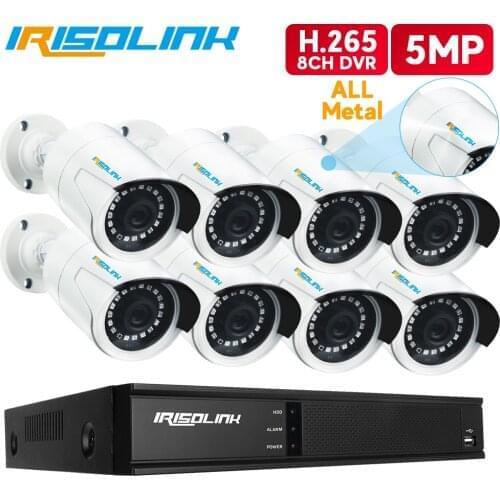 Irisolink HD 5MP H.265 Video Surveillance System 8CH DVR Kits 4PCS/8PCS Security Cameras IP67 Nightvision CCTV Security System