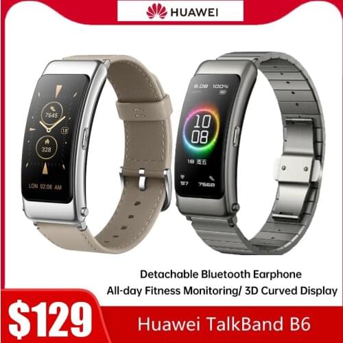 Huawei TalkBand B6 Talk Band Bluetooth Heart Rate Fitness Bracelet Sports Wristband Touch AMOLED Screen Call Earphone Band