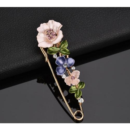 Rhinestone Enamel Flower Brooches For Women Elegant Fashion Pin Colorful Crystal Brooch Wedding Jewelry High Quality Accessories
