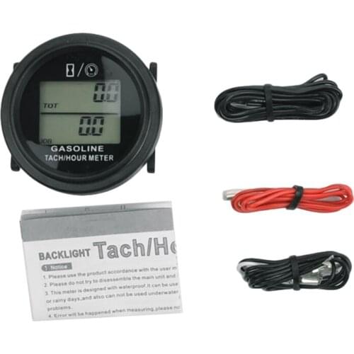 LCD Backlight Hour Meter Tachometer for Gas Engine 2/4 Stroke Engine Digital Spark Plugs Motorcycle Accessories