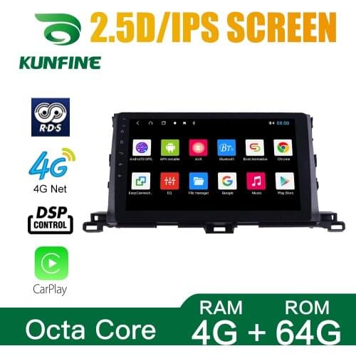 Octa Core 1024*600 Android 10.0 Car DVD GPS Navigation Player Deckless Car Stereo For Toyota Highlander 2013-2019 Radio Headunit