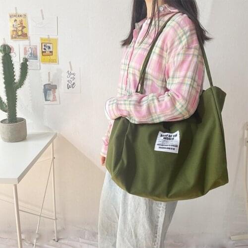 Womens Bag Korean Casual Big Bag Women Canvas Tote Bag High-capacity Shopper Bag Cool Shoulder Bag Female Bag New Bagbags Bolsa