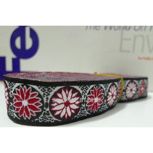 10 Meters 7/8'' 22mm Red Daisy Flower Adjustable Headbands Woven Jacquard Ribbon