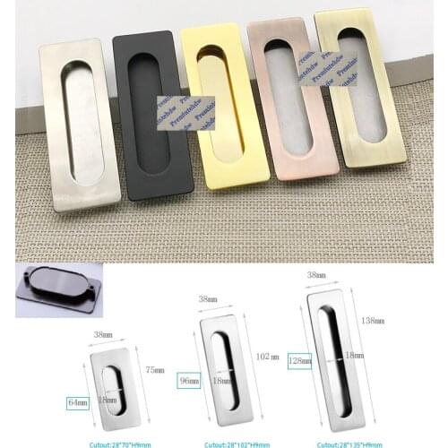 10Pcs Zinc Rectangle Pocket Sliding Door Cabinet Cupboard Closet Drawer Recessed Flush Finger Pull Gold Matte Black Bronze Brush