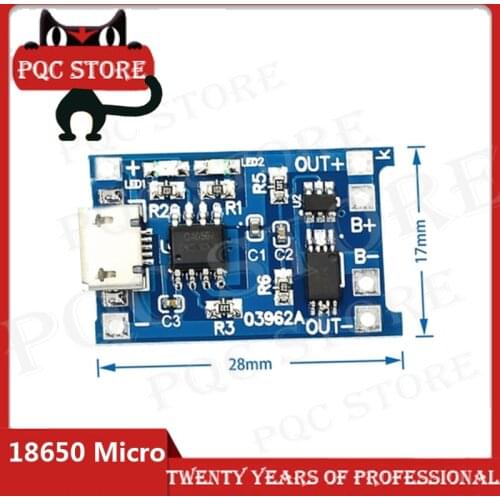 10pcs Micro USB 5V 1A 18650 TP4056 Lithium Battery Charger Module Charging Board With Protection Dual Functions 1A Li-ion