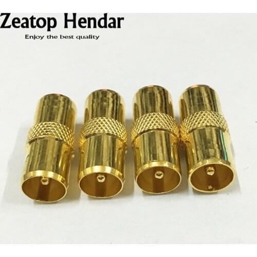 100Pcs Gold Coaxial Coax RF Adapter Connectors TV PAL Male to TV Male M/M Plug