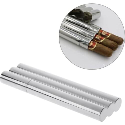 Alalinong Stainless Steel Cigar Case Fits 3 Cigar(2cm Diameter) Cigar Box Portable Seal Moisture Tube