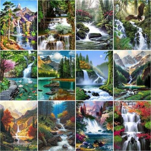 Diamond Painting Waterfall Art Rhinestone 5D DIY Diamond Embroidery Landscape Cross Stitch Needlework Decor For Home