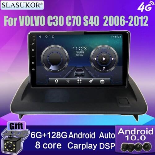 6G+128GB Android 10 Car Multimedia Player For VOLVO C30 S40 C70 2006-2012 GPS Navi Radio Navi Stereo IPS Touch Screen Head Unit