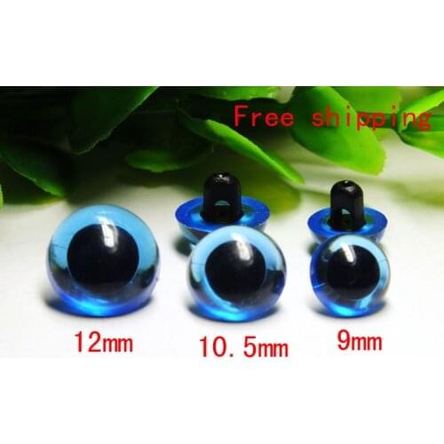 Free shipping!!! 9mm/10.5mm/12mm Sew-in Acrylic Eyes Bears Dolls eyes--blue-30pairs