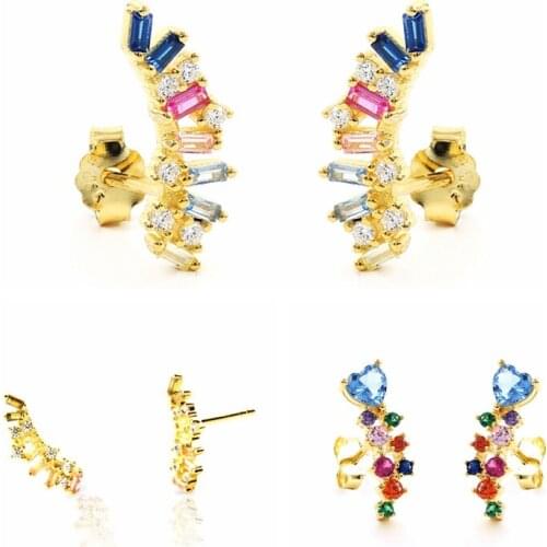 BOAKO 925 Sterling Silver Earrings For Women Love Zircon Stud Earrings Ear Piercing Pendientes Mom Gift 2021 Trend Vintage