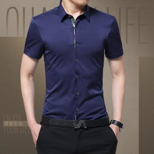 Large Size 4XL Summer Mens Business Casual Short Sleeved Shirt Classic White Male Social Dress Shirts Tops Hot Sale LX1730