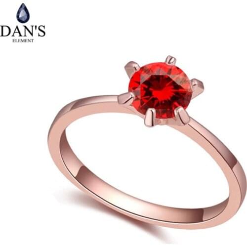 DANS Real Austrian Crystals Brand AAA Zirconia Micro Inlays Fashion Ring for women New Sale Hot 110363Goldred
