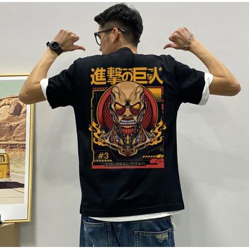 Japanese Anime Attack On Titan Printed Short sleeve tshirts 2021 Double-sided design Cotton Hip Hop Streetwear Tops Tee Harajuku