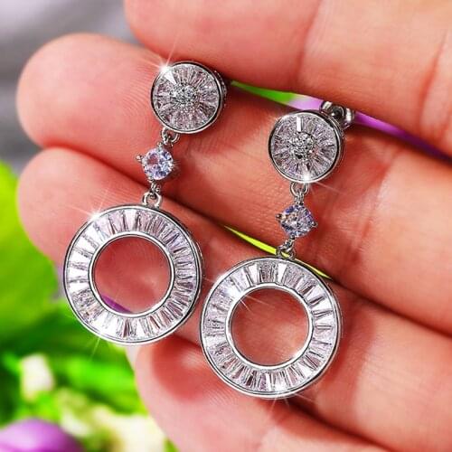 Huitan Korean Style Women Drop Earring Geometric Circle Shaped Party Daily Wearable Versatile Female Jewelry 2021 Trendy Earring
