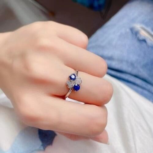 Classic 925 Silver Sapphire Ring for Engagement 4mm*4mm Natural Sapphire Silver Ring Sterling Silver Sapphire Jewelry