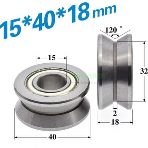 10pcs 15*40*18mm LV202-40 bearing wheel, LV series V groove pulley, 4cm inner diameter metal roller/track guide wheel