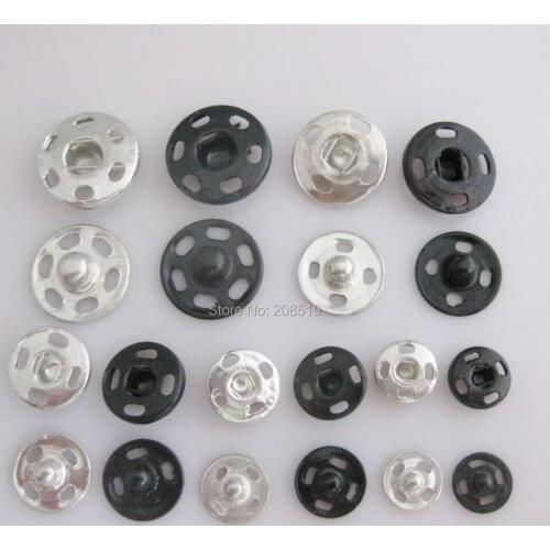 NBNKNA 10mm/15mm Black&Silver Round Metal Snap Press Buttons 100pcs DIY Tailor Sewing Accessory