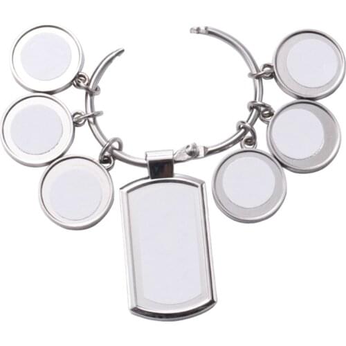 Circles Sublimation Blanks Keychains Rectangle Sublimation Transfer Blanks with Metal Round Key Rings for Heat Press