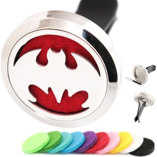Bat 30mm Diffuser 316 Stainless Steel Car Aroma Locket Essential Oil Diffuser Car Lockets Free 10pcs Oil Pads As Gift