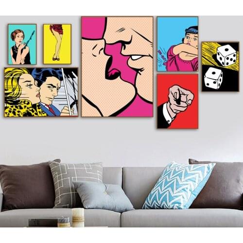 Fashion Adult Women Sexy Men Kiss Wall Art Canvas Painting Nordic Posters And Prints Wall Pictures For Living Room Home Decor