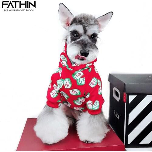 FATHIN New Year Red Dog Coat French Bulldog Clothes Chinese Mahjong Dog Winter Warm Pets Clothing S-XXL