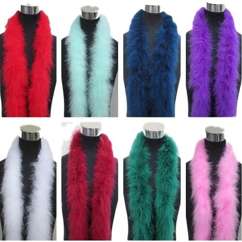 2 Meters Fashion 50 Gram Soft Fluffy Dyed boa feathers Real Natural Turkey Marabou Feather Boa Garment Stage Party Decoration