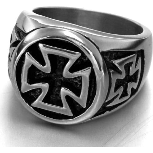 Punk Man Ring Stainless Steel Cool High Polished Fashion Cross shape Ring For Men Party Jewelry For Gifts
