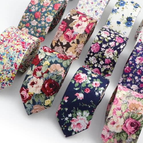 Cotton Flower Tie Mens Colourful Floral Ties Necktie Narrow Paisley Slim Skinny Cravate Narrow Thick Neckties