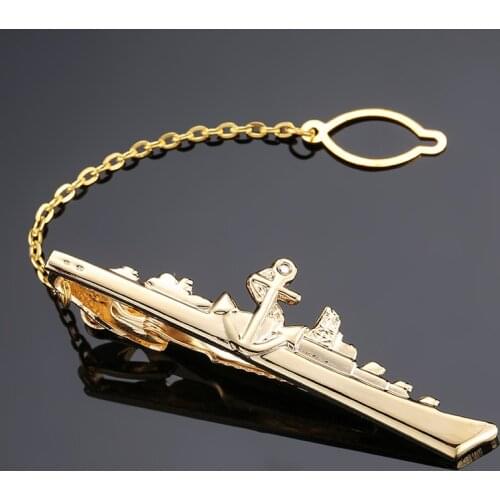 New High Quality Gold Tie clip for Men Fashion anchor Clips Vessel Shape Collar Clip Tie Pin Mens Accections