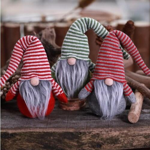 Christmas new striped hat no face doll little doll ornaments Nordic land god old man doll