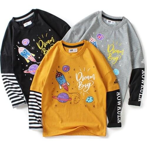 2020 Autumn Kids Long Sleeve T-Shirt Children Striped Cartoon Tops For Teen Boys 6 8 10 12 14 Y T-Shirts TX393