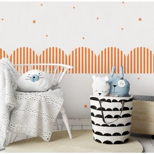 Striped Ribbons and Stars Vinyl Wall Sticker Home Kids Baby Room Decor DIY Murals Removable Simple Decals YT6295