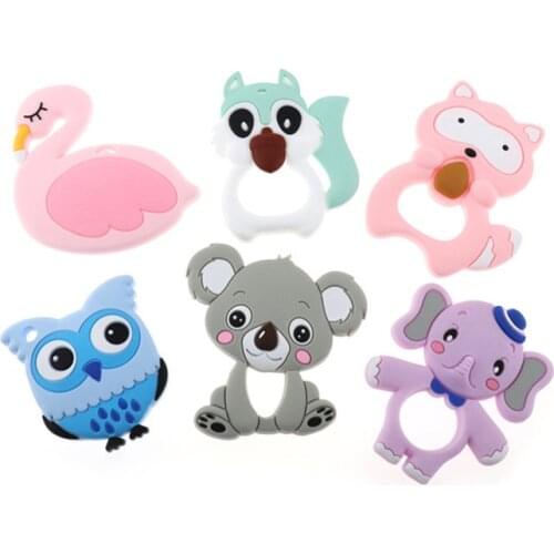 Single Sale Animal Series Teether Silicone Teething Necklace Pendant Accessories Koala Unicorn Raccoon Owl Swan Koala Bpa Free