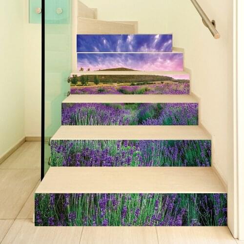 Self-adhesive innovative stairs stickers living room DIY lavender decoration home trade waterproof wall stickers pvc wallpaper