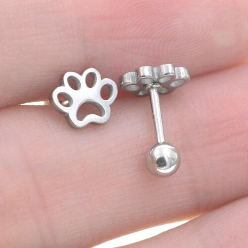 Starose 1pc Bear Paw Surgical Steel Stud Earring Helix Piercing Tragus Studs Ear Piercing Cartilage Earrings Conch Daith Jewelry