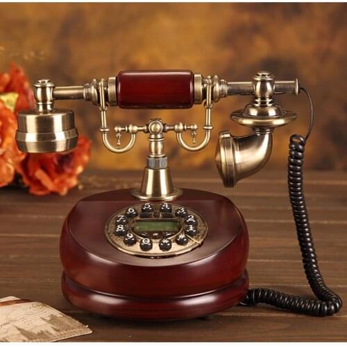 Antique Corded Telephone, Resin Fixed Digital Retro Phone Button Dial Vintage Decorative Telephones Landline for Home Office