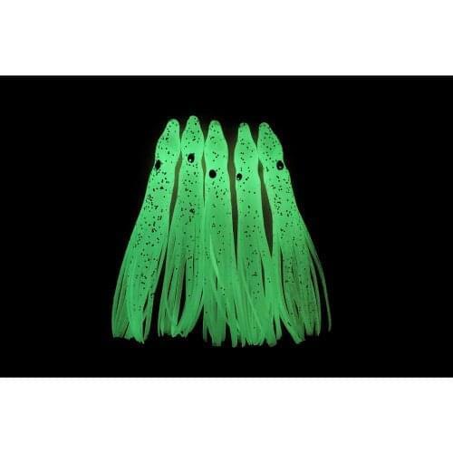 Tigofly 12 pcs 6cm Luminous Rubber Squid Skirts Glow in the dark Soft Octopus Fishing Lures Tuna Sailfish Fish Artificial Baits