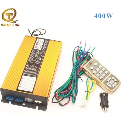 Universal 400W 12V Alarm Horn Multi-tone 12 Sound Police Siren Wireless Remote Control Warning Loudspeaker for Car Truck Boat