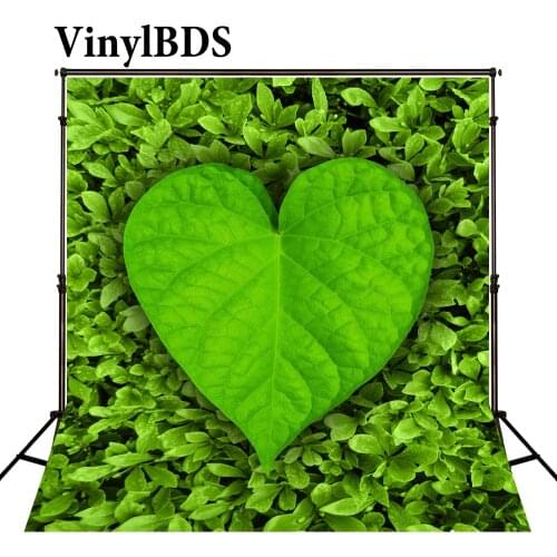 VinylBDS Valentines Day Backdrop Photography Backdrops Green Leaves and Love Background Fresh Wedding Backdrop for Photocall