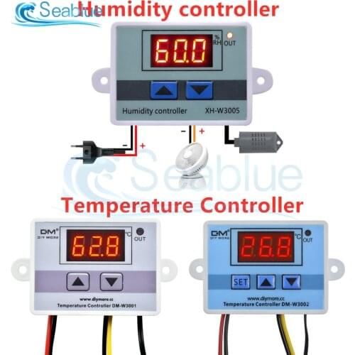 W3005 12V 24V AC 110-220V LED Digital Temperature Humidity Controller Thermostat Thermometer Hygrometer For Aquarium Incubator