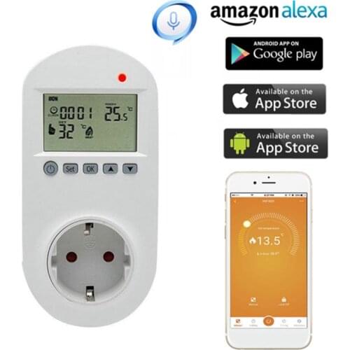 WiFi Plug-in Thermostat Socket Remote Voice Control Floor Heating Temperature Controller 16A 230V EU Plug Drop Ship