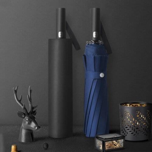 12K Strong Wind Resistant Folding Automatic Rain Three-Fold Umbrellas Business Retro Gentleman Sunshade Umbrella Big Parasol