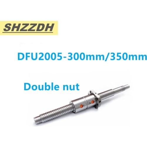 1PCS DFU2005-L300mm 350mm C7 ball screw with 2005 double ball nut/waist nut BK/BF15 standard processing CNC printer