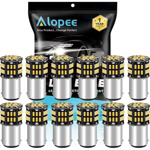 12-Pack 12V DC BA15D 1142 Warm White 3000k 3014 54 SMD LED Lamps Car Interior Lighting Camper Turn Signal Light Tail Backup Bulb