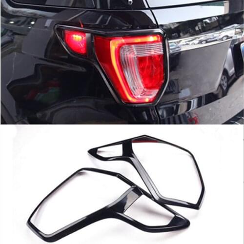 For Ford Explorer 2016 2017 2018 Piano Black Chrome Rear Tail Light Lamp Cover Trim 2pc