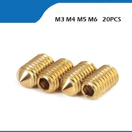 20Pcs Brass Cup Point Grub Hex Socket Set Screws M3 M4 M5 M6 M8 M10 Brass Allen Head Hex Socket Srews
