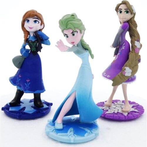 3Pcs/Set Elsa Anna Princess Doll Anime Plastic Action Figures Toys Figures Collection Ice and Snow Country Hand Puppet Kids Toy
