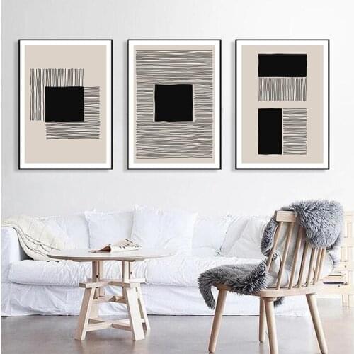Abstract Geometric Black and White Lines Luxury Canvas Painting Picture Home Decor Wall Art Posters and Prints for Living Room
